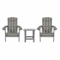 2 Pack Charlestown Commercial All-Weather Poly Resin Wood Adirondack Chairs with Side Tabl