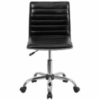Merrick Lane Ergonomic Black Armless Office Desk Chair-Ribbed Low Back & Seat - Chrome Border Perspective: Main