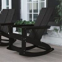 Poly Resin Wood Rocking Adirondack Chair In Black