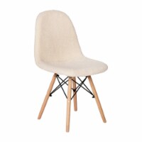 Modern Padded Armless Faux Sherpa Accent Chair With Beechwood Legs In Off-White
