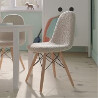 Modern Padded Armless Faux Sherpa Accent Chairs With Beechwood Legs In Off-White