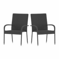 Maxim Set of 2 Stackable Indoor/Outdoor Wicker Dining Chairs with Arms - Fade & Weather-Re