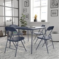 5 Piece Navy Folding Card Table And Chair Set