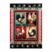 Gallus 4' X 5' Red Rooster Themed Olefin Area Rug With Jute Backing