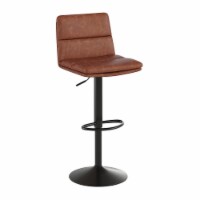 Hughes Commercial Grade Modern Mid-Back Adjustable Height LeatherSoft Channel Stitched Bar