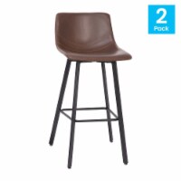 Caleb Modern Armless 30 Inch Bar Height Commercial Grade Barstools with Footrests in Choco