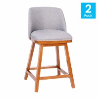 Julia Set of 2 Transitional 24 Inch Faux Linen Upholstered Counter Stools