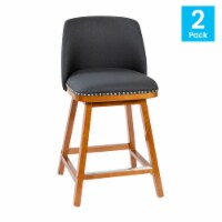 Julia Set of 2 Transitional 24 Inch Faux Linen Upholstered Counter Stools