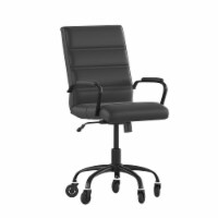 Camilia Mid-Back Black LeatherSoft Executive Swivel Office Chair with Chrome Frame, Arms,