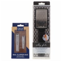 CALA Nail Clipper Duo for Men & Silky Glide Pro Callus Remover Black Combo Pack