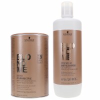 Schwarzkopf BlondMe Bond Enforcing Premium Lightener 9+ Dust Free Powder 15.8 oz & BlondMe 6%