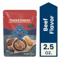 Blue Buffalo Tender Shreds Beef Toppers in Savory Broth, Dog Food Complement, Beef, 2.5-oz Pouch Perspective: Main