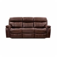 Montague Dual Power Headrest and Lumbar Support Reclining Sofa in Genuine Brown Leather 1 King Soopers