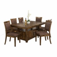 Cannon Valley Rustic Industrial Brown 72 Table + 6 Upholstered Dining Chairs