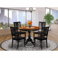 5-pc Dining Room Table Set  a Dining Table and 4 Dining Chairs with Panel Back - Black Finish