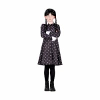 Wednesday Inspired Gothic Girl Skull Dress Child Costume | Small