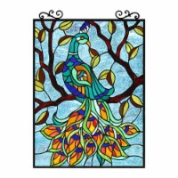 CHLOE Lighting PAVOA Animal Tiffany-Style Stained Glass Verical Hanging Window Panel 25 Tall