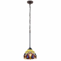 CHLOE Lighting SERENITY Victorian Tiffany-style Dark Bronze 1 Light Mini-Pendant 8 Wide
