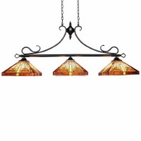 CHLOE Lighting INNES Mission Tiffany-Style Blackish Bronze 3 Light Island Pendant 47 Wide