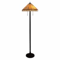 CHLOE Lighting BELLE Mission Tiffany-style Blackish Bronze 2 Light Floor Lamp 18 Wide