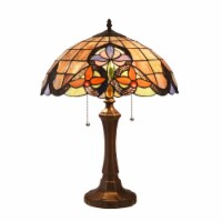 CHLOE Lighting MONROE Victorian Tiffany-style Dark Bronze 2 Light Table Lamp 16 Wide