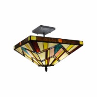 CHLOE Lighting VINCENT Mission Tiffany-style Blackish Bronze 2 Light Semi-Flush 14 Wide