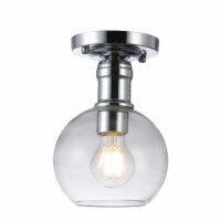 CHLOE Lighting STRANG Transitional 1 Light Chrome Semi-Flush Ceiling Fixture 6  Wide