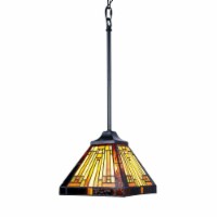 CHLOE Lighting INNES Mission Tiffany-Style Blackish Bronze 1 Light Mini Pendant 8 Wide