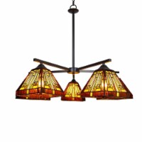 CHLOE Lighting INNES Mission Tiffany-Style Blackish Bronze 5 Light Large Chandelier 30 Wide
