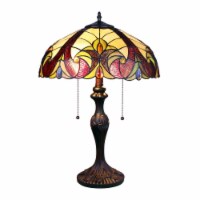 CHLOE Lighting ADIA Victorian Tiffany-Syle Dark Bronze 2 Light Table Lamp 16 Wide