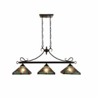 CHLOE Lighting INNES Mission Tiffany-Style Blackish Bronze 3 Light Island Pendant 47 Wide,