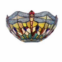CHLOE Lighting EMPRESS Dragonfly Tiffany-style Dark Bronze 1 Light Wall Sconce 12  Wide