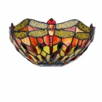 CHLOE Lighting EMPRESS Dragonfly Tiffany-style Dark Bronze 1 Light Wall Sconce 12  Wide,