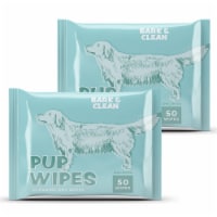 Bark & Clean Dry Unscented Pup-Wipes for Dog Cleanliness - 2 Boxes of 50 Wipes