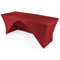 LA Linen TCSpandex-OB72x30x30-RedX98 Rectangular Open Back Spandex Tablecloth, Red - 72 x 30