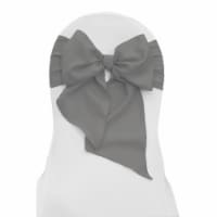 LA Linen TCpop8x108-Pk10-GrayDrkP12 Polyester Poplin Chair Bows, Dark Gray - 8 x 108 in. - Pa