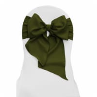 LA Linen TCpop8x108-Pk10-OliveP21 Polyester Poplin Chair Bows, Olive - 8 x 108 in. - Pack of