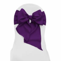 LA Linen TCpop8x108-Pk10-PurpleP23 Polyester Poplin Chair Bows, Purple - 8 x 108 in. - Pack o
