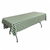 LA Linen TCcheck60x102-HunterGreenK20 Polyester Gingham Checkered Rectangular Tablecloth, Whi