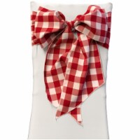 LA Linen TCcheck8x108-Pk10-RedK98 Gingham Checkered Chair Bows, White & Red - 8 x 108 in. - P
