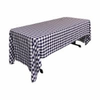 LA Linen TCcheck60x126-NavyK72 Polyester Gingham Checkered Rectangular Tablecloth, White & Na