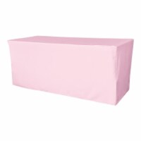 LA Linen TCpop-fit-72x30x30-PinkLgtP37 2.23 lbs Polyester Poplin Fitted Tablecloth, Light Pin