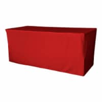 LA Linen TCpop-fit-72x30x30-RedP98 2.23 lbs Polyester Poplin Fitted Tablecloth, Red