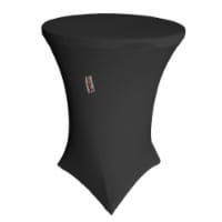 LA Linen TCSpandex32Rx42H-BlackX24 Round Spandex Cover for Cocktail Highboy Table, Black - 32