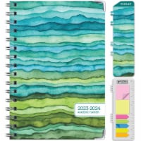 Global Printed Products Hardcover Academic Year 23-24 Planner (Green Watercolor Waves)