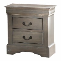 Wooden Two Drawer Nightstand In Antique Gray Finish- Saltoro Sherpi