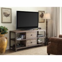 ACME Gorden 60  TV Stand in Weathered Oak and Antique Silver
