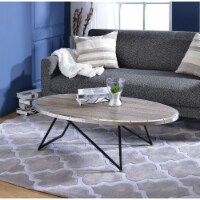 ACME Allis Round Coffee Table in Weathered Gray Oak
