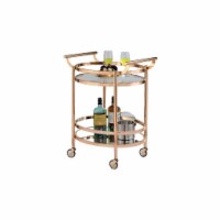 Oval Metal Serving Cart, Clear Glass & Copper- Saltoro Sherpi