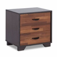 ACME Eloy Wooden Nightstand with 3 Storage Drawers in Walnut and Espresso